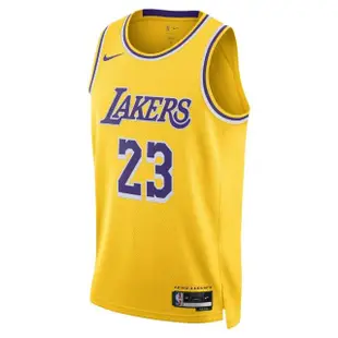 【NIKE 耐吉】籃球背心 LeBron James 湖人隊 籃球 LAL MNK DF SWGMN JSY ICN 22 男款 黃(DN2009733)