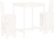 'vidaXL - Garden Bar Set with 2 Bar Stools in White - Solid Pinewood - Comfortable Backrest and Footrest - Perfect for Patio, Balcony, Garden or Backyard