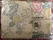 Vintage 1980s JCPenney New Cotton/Polyester Double or Full Sheet Set -Floral