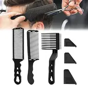 3Pcs Barber Fade Comb Hair Fade Tool Blending Combs, Adjustable Curved Comb for Positioning and Flat Top Comb, Flat Curved Push Edge, For Home or Salon or Professional Use