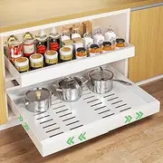 2Pack Pull Out Cabinet Organizer, Large Size 53cm Deep,Expandable(31 to 52cm W) Pull Out Drawers for Cabinets Fixed with Adhesive Film,Adjustable Peel Stick Slide Out Drawers for Kitchen Cabinets