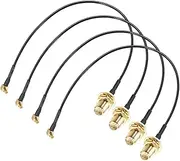 uxcell MMCX Male Right Angle to RP-SMA Female Bulkhead,Pigtail Antenna Coaxial RF1.37 Cable,RF Coaxial Connector,8inch,4pcs