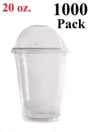 [ 1000 Pack ] Cups, Iced Coffee Go Cups and Dome Lids 20 oz.