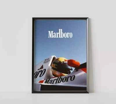 F1 Ayrton Senna 1990 Poster- House Decor, Formula One, Ferarri, Marlboro, Honda