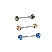 14g Tongue Ring Stainless Steel Camo Camoflauge Design - Pack of 3