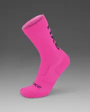 Vectr Light Cushion Crew Socks, 2XU, M, Fuchsia/Black, Unisex