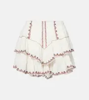 [Marant Etoile] Marant Etoile Jocadia ruffled embroidered cotton shorts AU 16 white