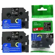 2/Pack 12mm White on Black Tape for P-touch Model PT310, PT-310 Label Maker