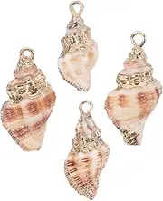 Yardwe Unique Spiral Conch Shell Pendants Natural Shell Charms Ocean Decor for DIY Jewelry