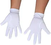 [AOCGDDS] 2 Pairs White Cotton/Nylon Marching Gloves,White Gloves Fancy Dress， Stitched White Gloves,Formal Tuxedo Honor Guard Parade Gloves, for Catering, Marching band, Santa(white), White, One size