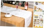 Christmas Table Runner 108 Inches White Faux Fur Table Runner Winter Snowy
