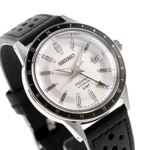 【SEIKO】精工 Presage Style 60s系列 SSK011J1 GMT 皮錶帶 機械男錶 白/銀