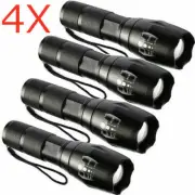 4 Pack Super Bright Tactical Flashlight LED 5 Mode Zoomable Searchlight Torch