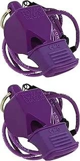 Fox 40 Classic CMG Safety 3-Chamber Pealess Whistle + Lanyard, Purple (2-Pack)
