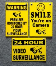 (3) 24 HOUR VIDEO SURVEILLANCE SMILE YOU'RE ON CAMERA SECURITY SIGNS 8x12 NEW