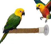 Window Perch for Birds,Cockatoo Training Stand - Suction Cup Toy Cage Training Portable Perch for Cockatoo Macaw Parakeet Window Mirror Car Bath Use