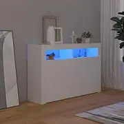 Buffet Storage Cabinet, Kitchen Storage Sideboard Side Cabinet Storage Cupboard Sideboard with LED Lights White 115.5x30x75 cm