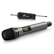 Wireless Microphones, UHF Handheld Cordless Dynamic Mic with Single Mic Grey