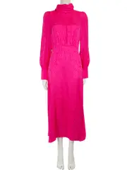 Pink Silk Jacquard Midi Dress