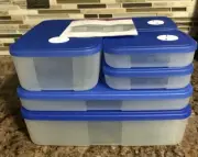 Tupperware Freezesmart with Date Dial Blue Seals All your Freezer Needs Set of 6