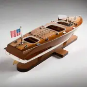 Handcrafted Chris Craft Triple Cockpit Model Speedboat 24.5”- Fully Assembled