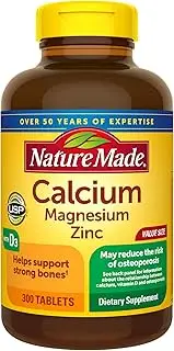 Nature Made Calcium Magnesium Zinc Tablets with Vitamin D, 300 Count