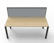 RAPIDLINE DELUXE PROFILE LEG WORKSTATION With Screen 1 Person Single Sided W1500 x D750 x H730mm Natural Oak Top Black Frame