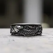 Handcrafted 925 Sterling Silver Dragon Band Ring - Unique Asian-Inspired Design
