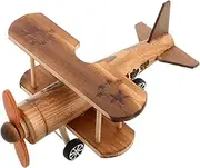 Milisten Retro Wooden Airplane Ornament Vintage Model Decoration for Home Office Desk Biplane Toy Airplane Decor