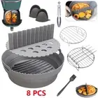 8 PCS Air Fryer Round Silicone Air Fryer Liner for Ninja AF100UK, AF160UK, 5.5L