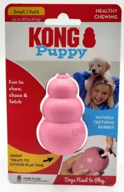 Kong Puppy Teething Small Pink Teeth Cleaning Treat Stuffable Dog Chew Toy
