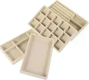 VERDANVERSE 4pcs Jewelry Organizer Drawer Organiser Jewellery Boxes Set Storage Tray Perfect for Kitchen Bathroom Dresser