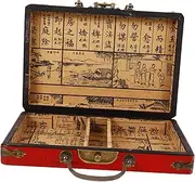 WHAMVOX Chinese Mahjong Storage Box Vintage Wooden Mahjong Carrying Case for Present