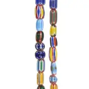 Multicolor Geo Print Lamp Work Glass Mixed Beads by Bead Landing® 16 inch