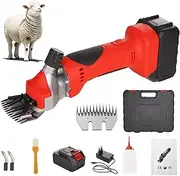 Electric Sheep Clippers, Cordless Professional Shears with 5 Accessories, 9/13 Straight Teeth Blade, Adjustable Tightness, for Fur Wool in Sheep, Goats, Cattle 13-Teeth 1-Battery