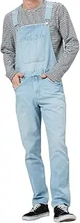 LONGBIDA Men's Denim Bib Overalls Relaxed Fit Fashion Jean Jumpsuit