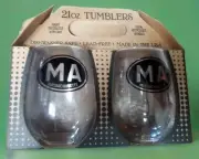 Vintage Glasses Cold Drinks Barware USA Made NOS No Lead Mixed Drinks 21 Oz