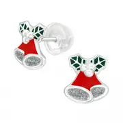 Kids Silver Bells Earrings for Christmas