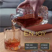 7pc Whiskey Decanter Set with 6 Glasses for Scotch Bourbon