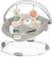 Ingenuity InLighten Baby Bouncer Seat with Light Up Toy Bar and Bunny Tummy Time Pillow Mat - Nate, Newborn and up