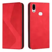 Samsung Galaxy A10S /M01S Case, PU Leather Flip Cover Magnetic Closure Wallet Card Slots Stand Case - Red