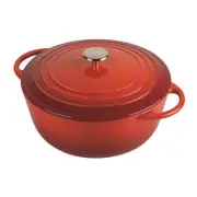 Pyrolux Pyrochef 24cm/4L Cast Iron Round Casserole w/ Lid Red