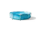 Intex 305x76cm Beachside Metal Frame Swimming Pool Set 1 Person Outdoor Blue