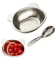 Stainless Steel Dinnerware Set Kids - Scalding-Resistant Small Bowls 450ml | Cartoon Animal Design Feeding Serving Camping Plates, Metal Plates for Serving Camping Meals