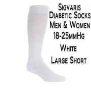 SIGVARIS Women's Diabetic Compression Socks 18-25 (White) Large Short
