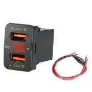 36W 2*USB Port QC3.0 Car Socket Fast Charger With Voltage Display For Toyota D