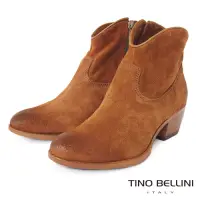 在飛比找Yahoo奇摩購物中心優惠-Tino Bellini 歐洲進口牛麂皮率性百搭側拉鍊跟靴-