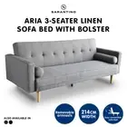 Madison Sofa Bed Lounge Couch Futon Furniture Home Light Grey Linen Suite