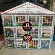 2024 CEACO THOMAS KINKADE STUDIOS 12 DAYS OF CHRISTMAS 12 MINI PUZZLES IN TINS