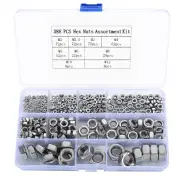 Lock Nuts, 388 Pcs Hex Nuts Assortment Kit, Metric Stainless Steel Lock Nut Asso